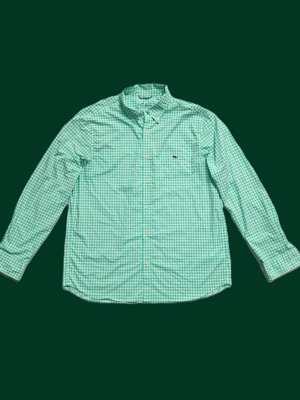 Vineyard Vines OTG Performance Green Gingham Shirt Men’s L